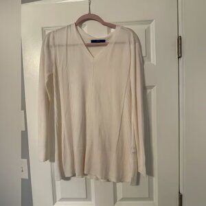 Apt. 9 | Off White V Neck Sweater Tunic Top | Size M